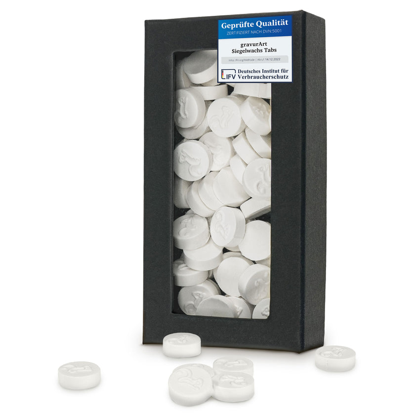 gravurART Siegelwachs Tabs - flexibel - zum Schmelzen im Schmelzlöffel - Weiß - Siegelstempel personalisiert